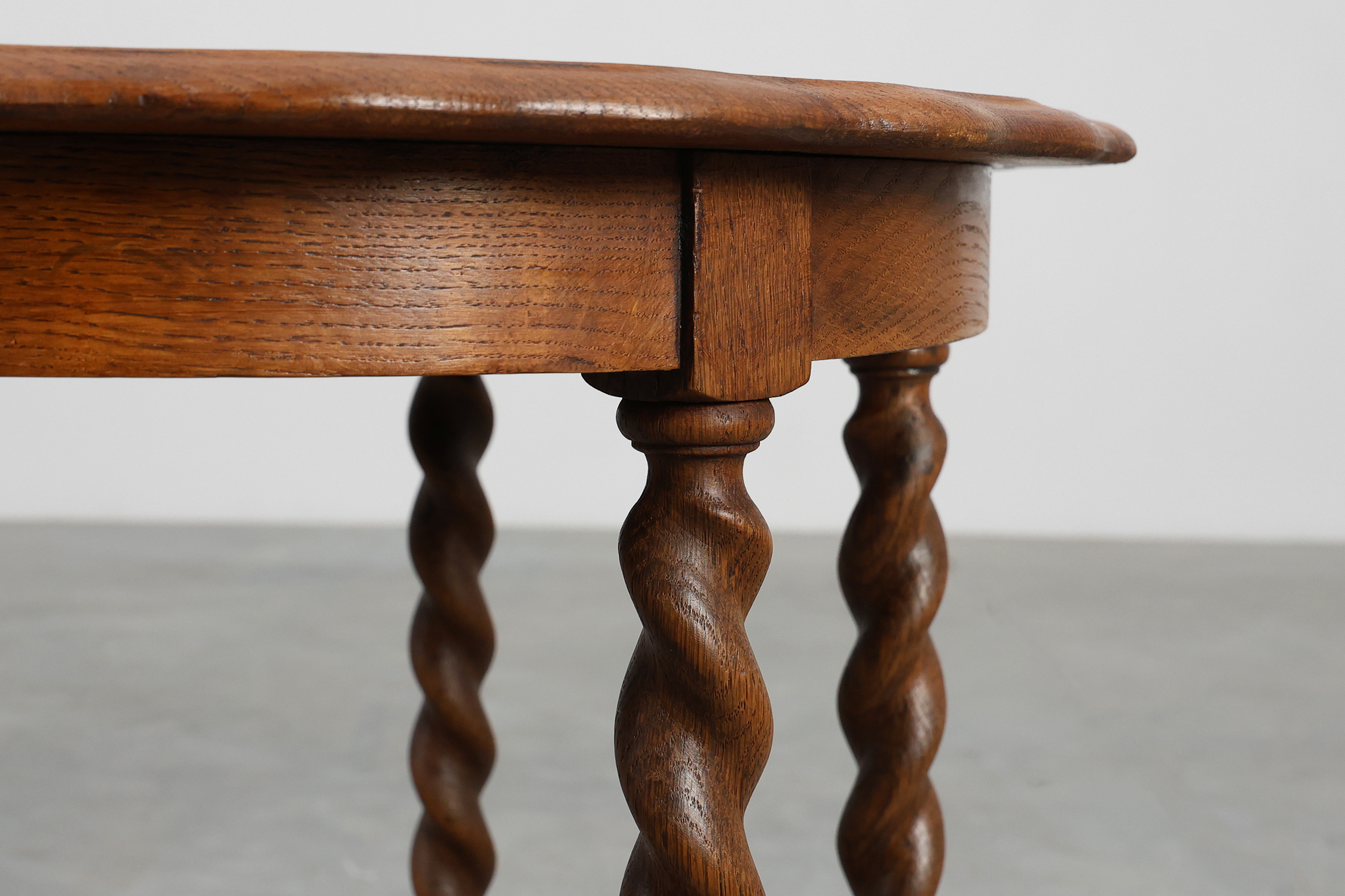 Solid Oak Carved Side Table with Barley-twist legs, France ca. 1890thumbnail
